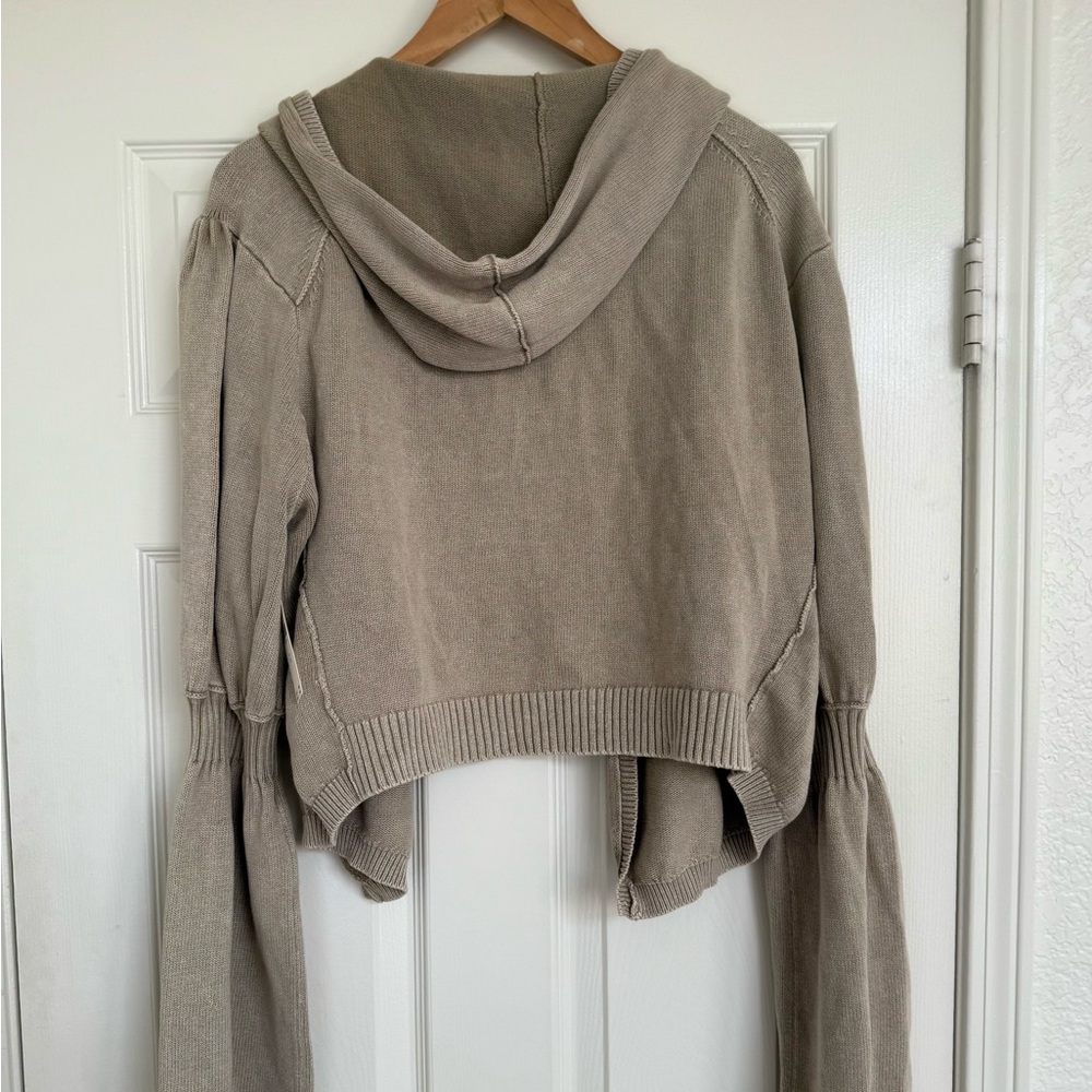Anthropologie Pilcro Bell Sleeve Open Front Hood Sweater Band Sleeve Tan XL - Picture 5 of 10